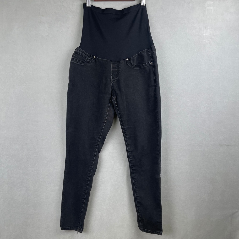 Bella Vida Maternity Skinny Stretch‎ Jeans Faded Black Over Belly M Minimalist